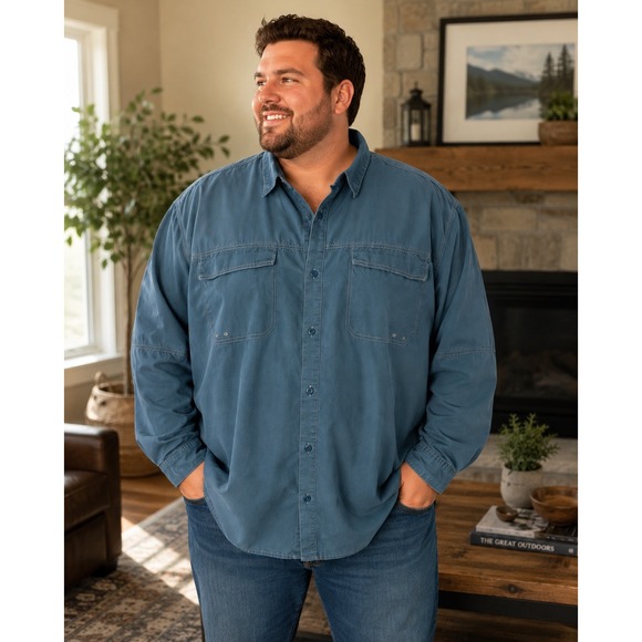 Cabela's Other - Cabelas Mens 2XL Blue Long Sleeve Fishing Shirt Ventilated Button Up Utility